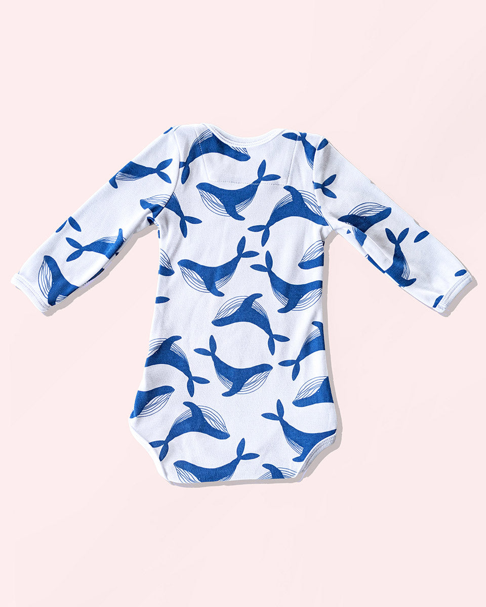 Long Sleeve Bodysuit - Blue Whale
