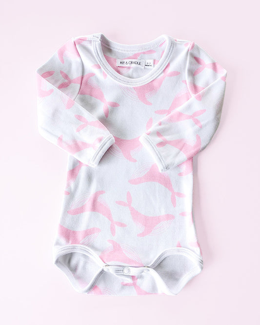 Long Sleeve Bodysuit - Pink Whale