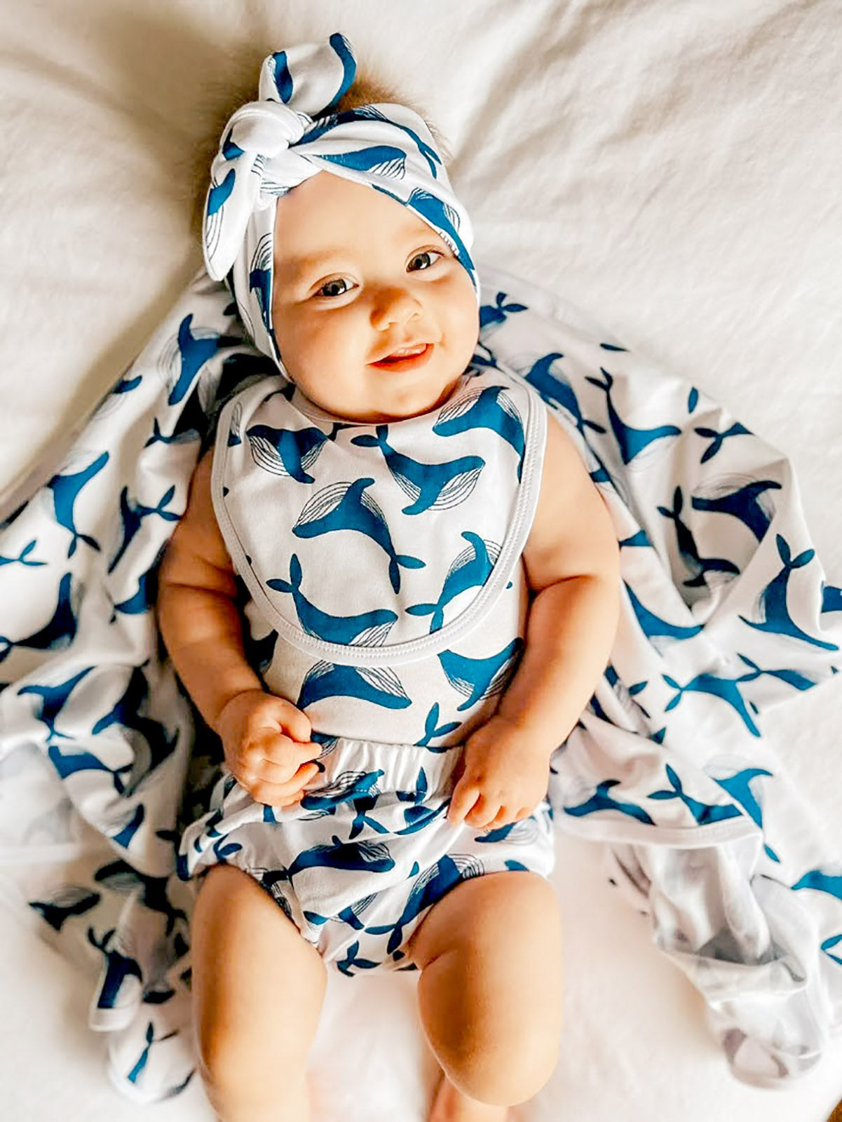 Organic Baby Blanket - Blue Whale