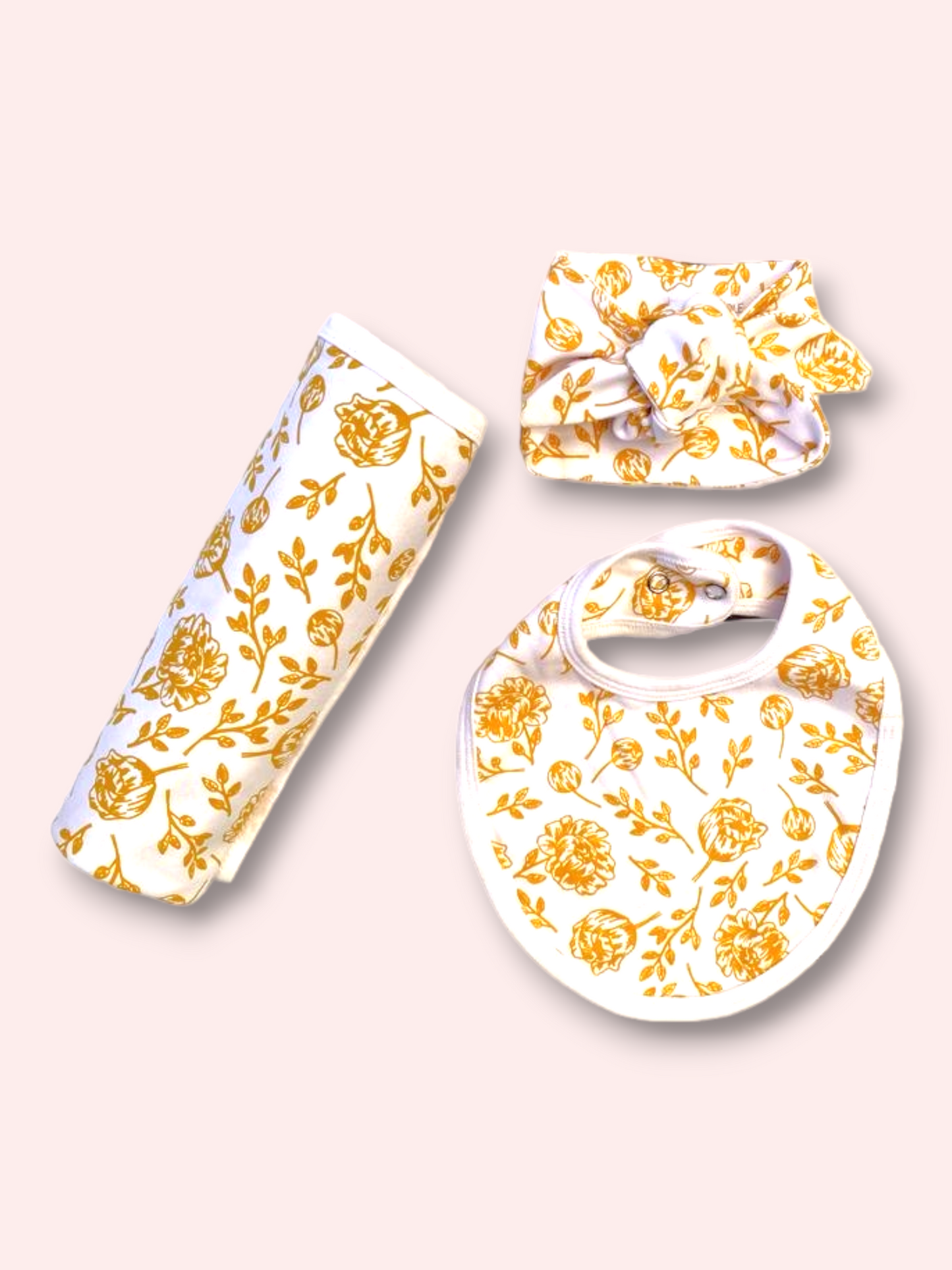 Newborn Accessories Bundle with Headband - Golden Peony