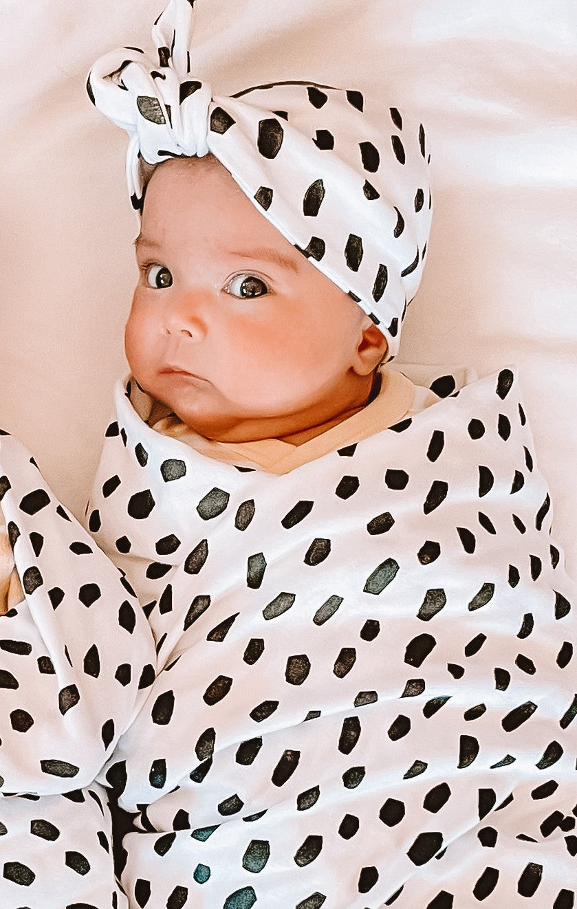 New Arrival Set with Headband - Black Cheetah