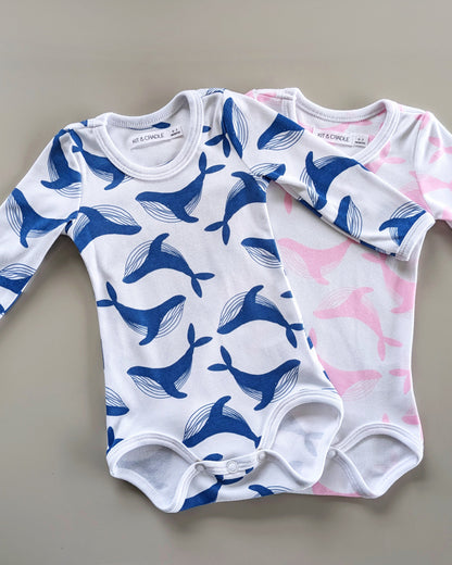 Long Sleeve Bodysuit - Blue Whale