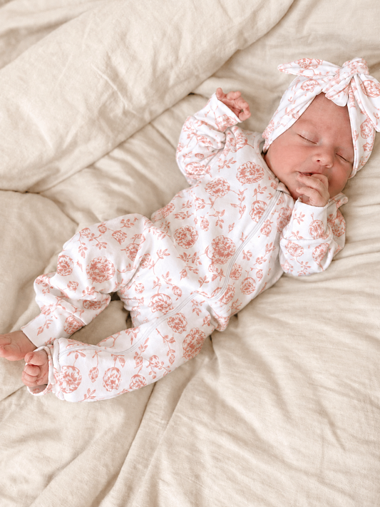 Organic Full Bodysuit - Blush Peony