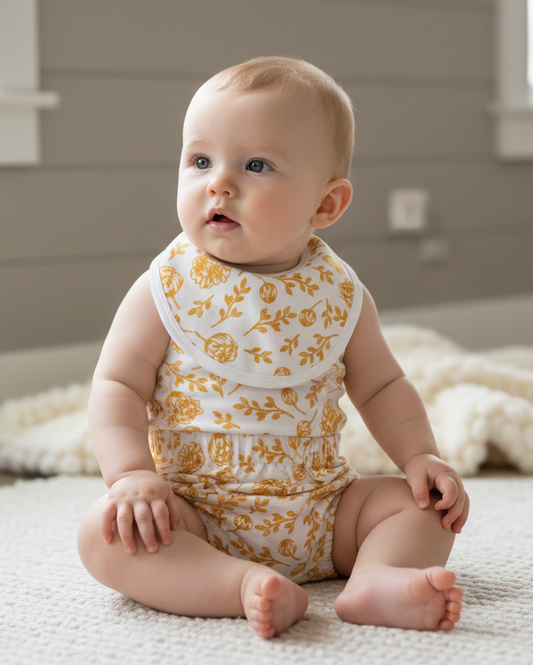 Baby in matching baby clothes