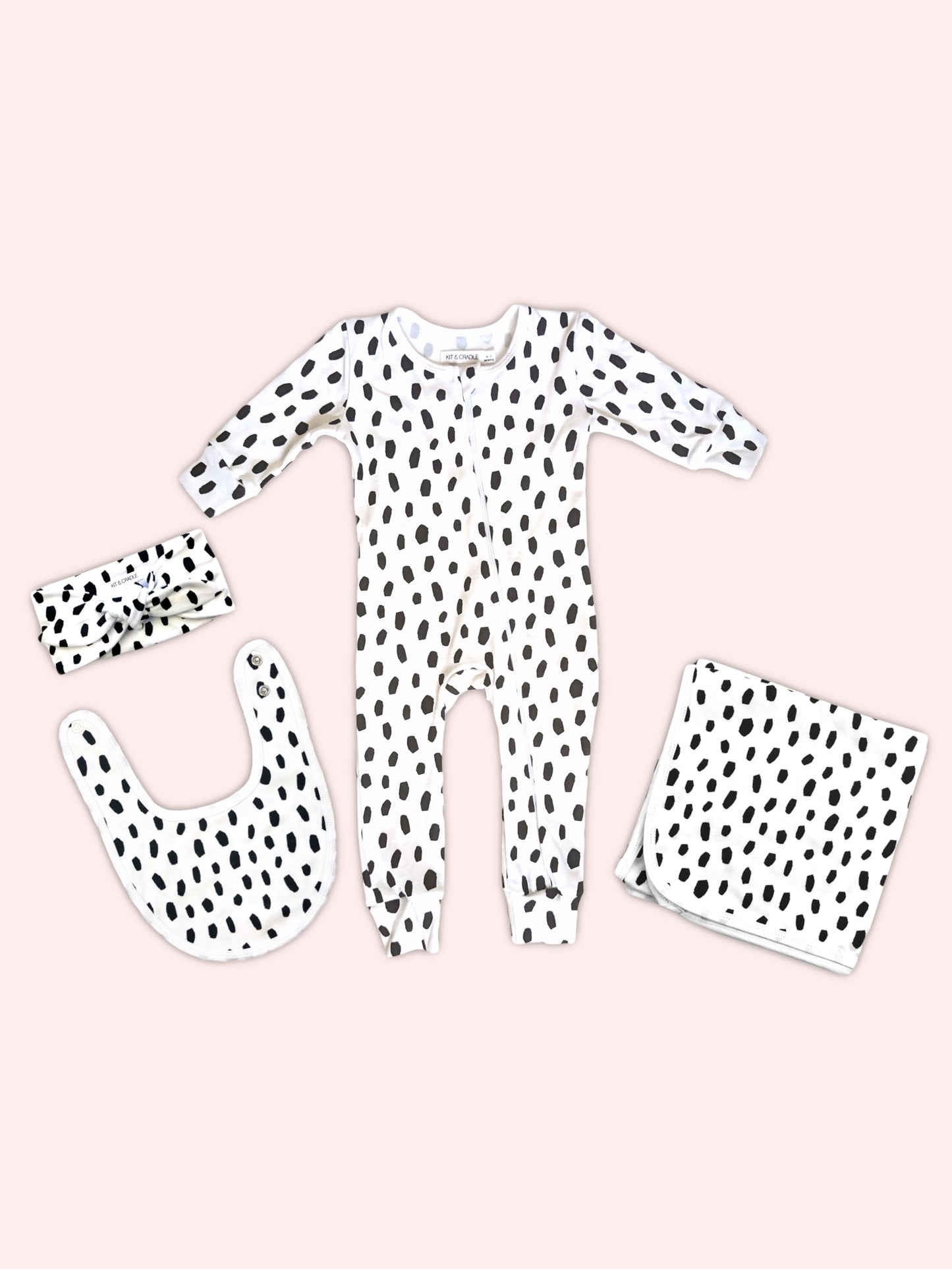 Newborn Winter Essentials Bundle with Headband - Black Cheetah