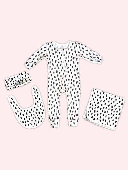 Newborn Winter Essentials Bundle with Headband - Black Cheetah