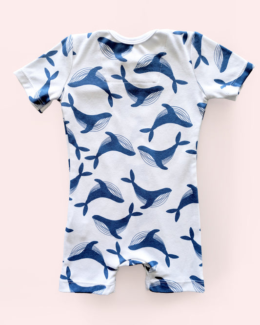 Short Sleeve Romper - Whale