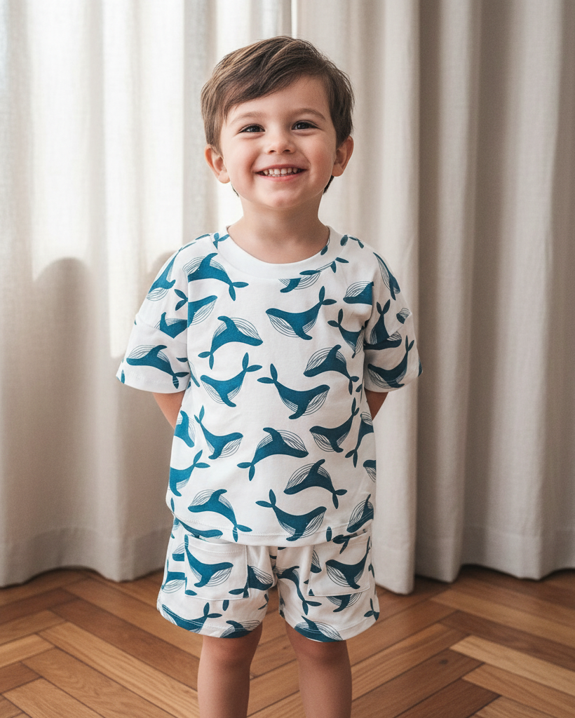 The child is a good looking 3 year old boy with a cheeky smile and slightly uplifted chin smiling into the camera. The light