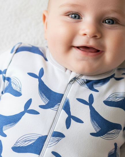 Organic Full Bodysuit - Whale