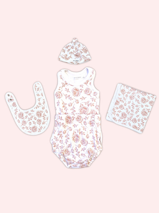 Organic Cotton Newborn 5-Piece Gift Set – Blush Peony