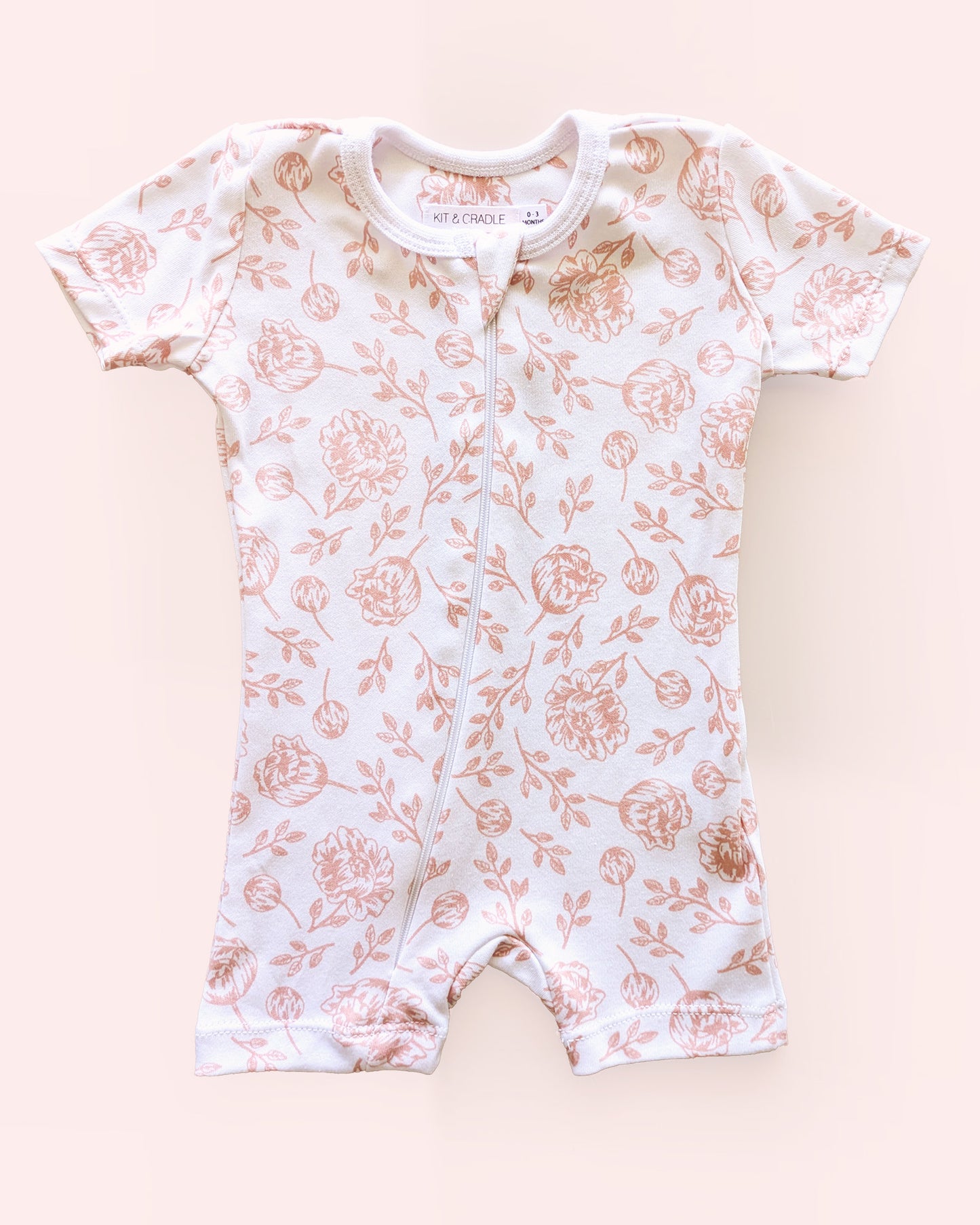 Short Sleeve Romper - Blush Peony