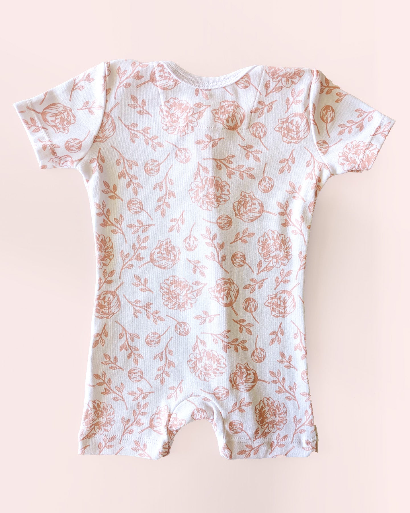 Short Sleeve Romper - Blush Peony