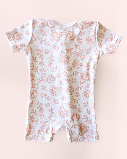 Short Sleeve Romper - Blush Peony