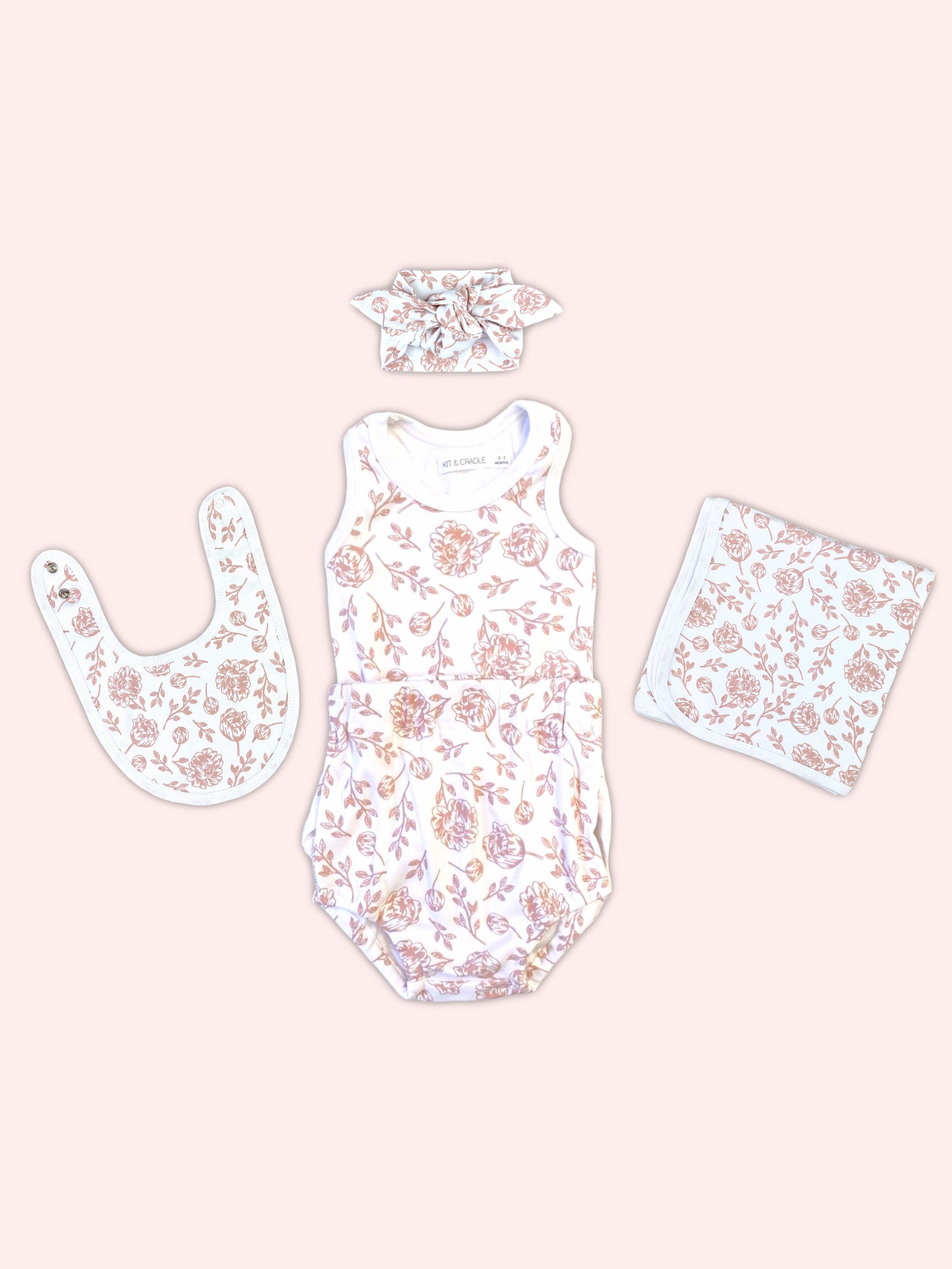 Organic Cotton Newborn 5-Piece Gift Set – Blush Peony