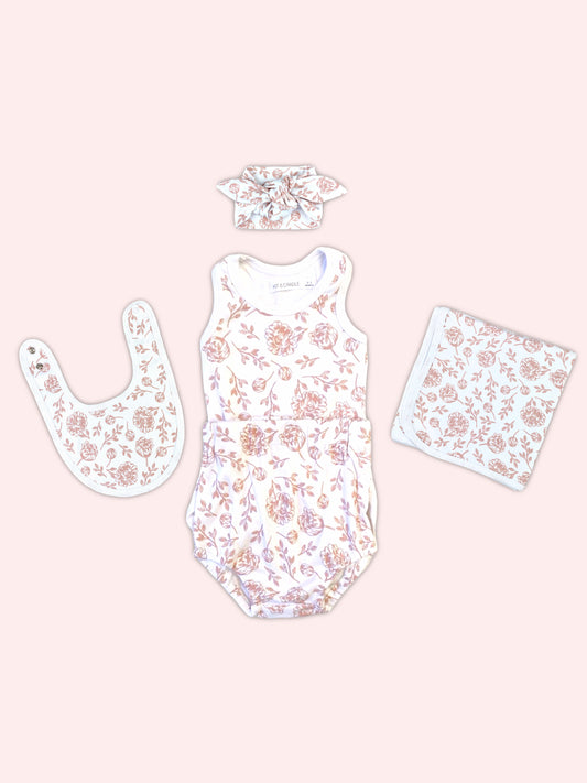 Organic Cotton Newborn 5-Piece Gift Set – Blush Peony