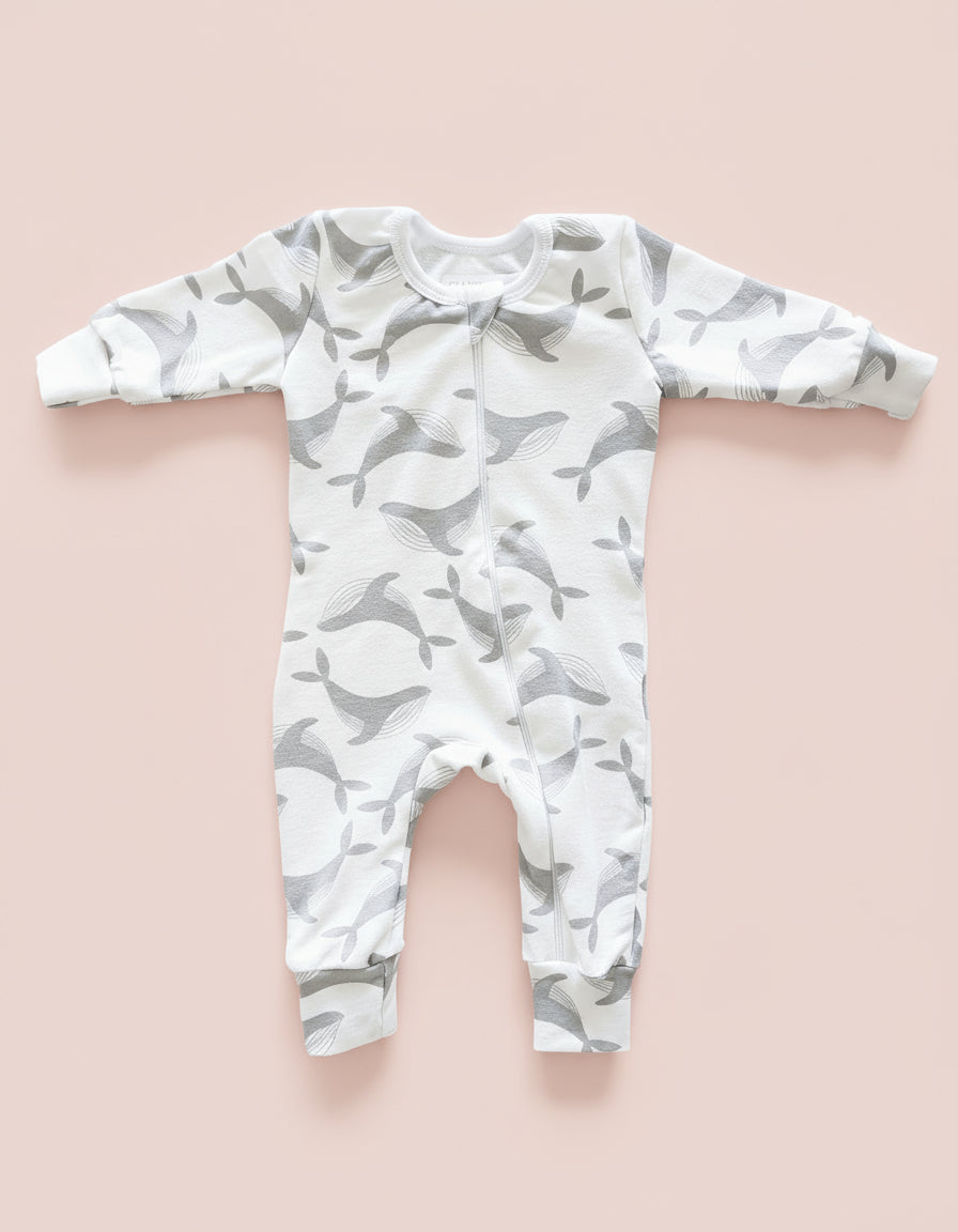 Organic Full Bodysuit - Grey Whale