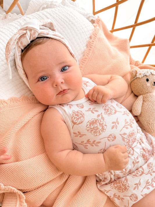 Organic Singlet Bodysuit - Blush Peony