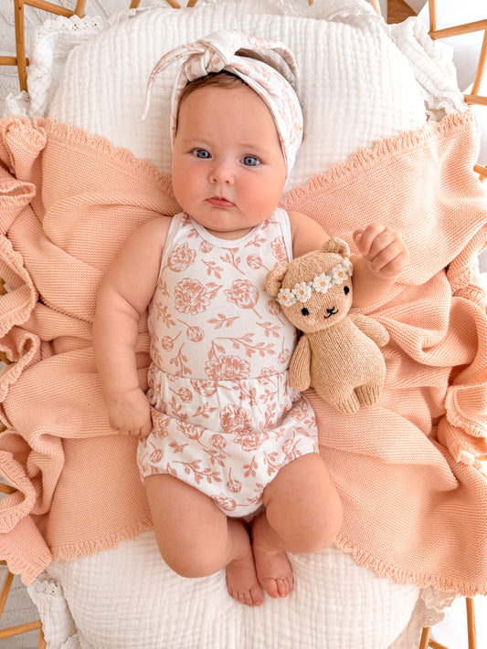 Organic Singlet Bodysuit - Blush Peony