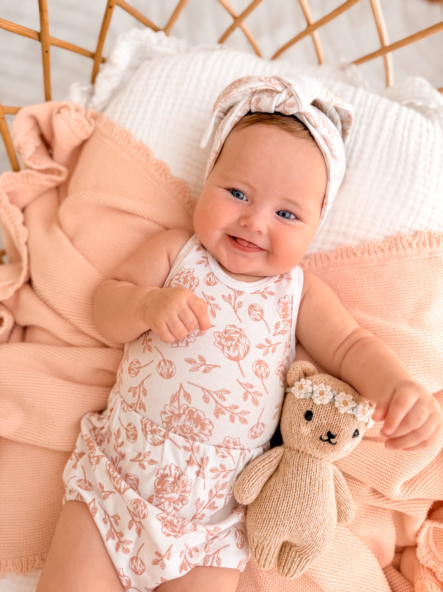Organic Singlet Bodysuit - Blush Peony