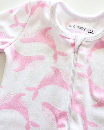 Organic Full Bodysuit - Pink Whale