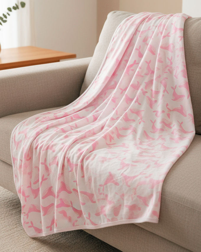 Organic Baby Blanket - Pink Whale