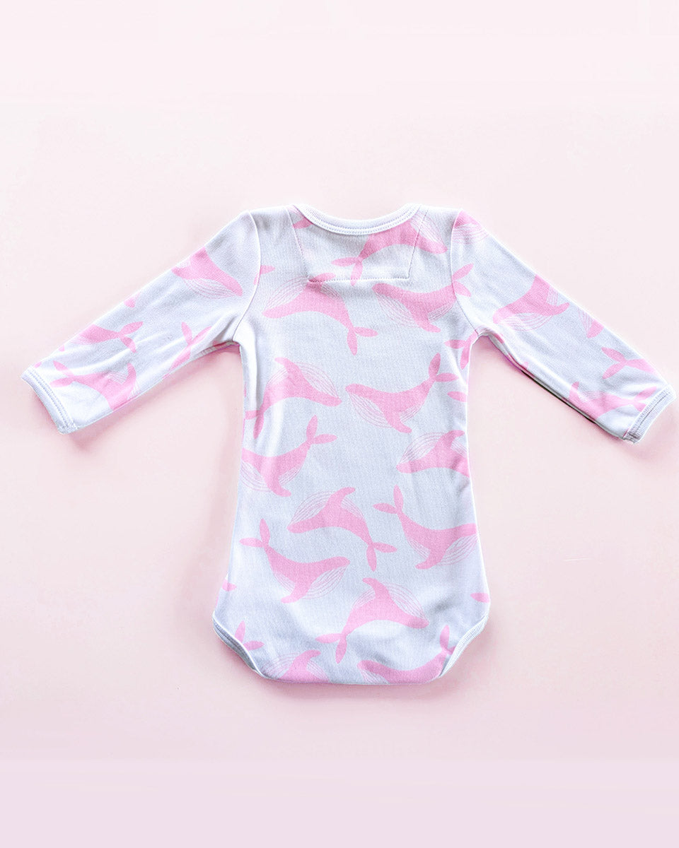 Long Sleeve Bodysuit - Pink Whale