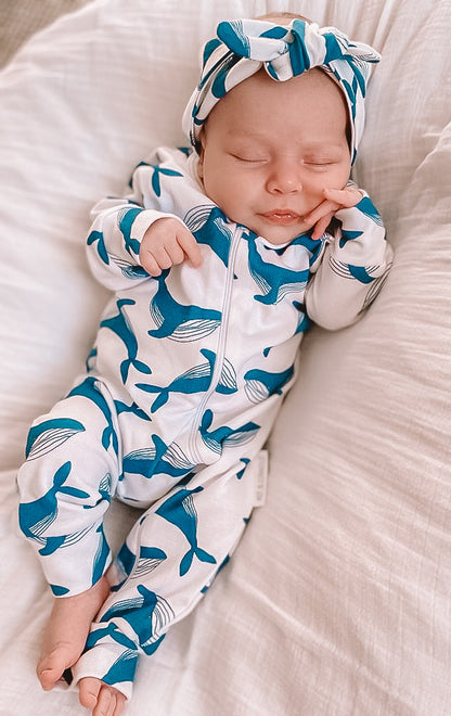 Organic Full Bodysuit - Whale