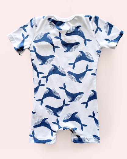 Short Sleeve Romper - Whale