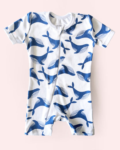 Short Sleeve Romper - Whale