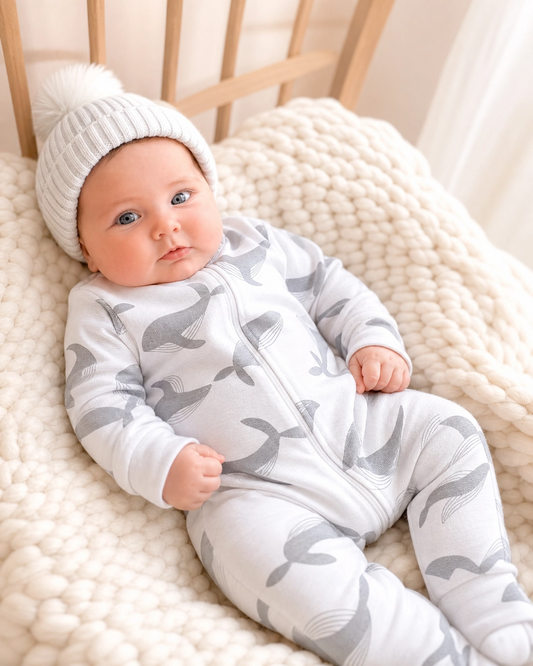 Organic Full Bodysuit - Grey Whale