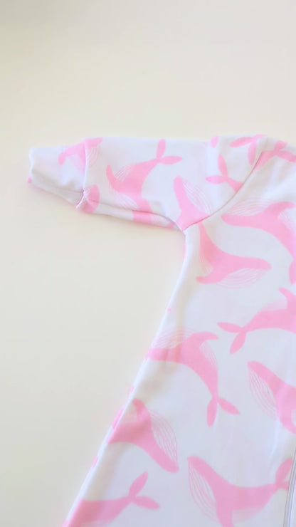 Organic Full Bodysuit - Pink Whale