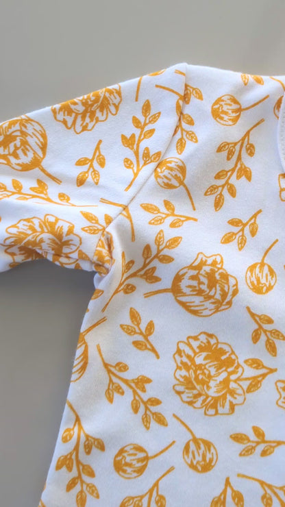 Organic Full Bodysuit - Golden Peony