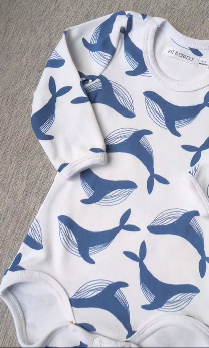 Long Sleeve Bodysuit - Blue Whale