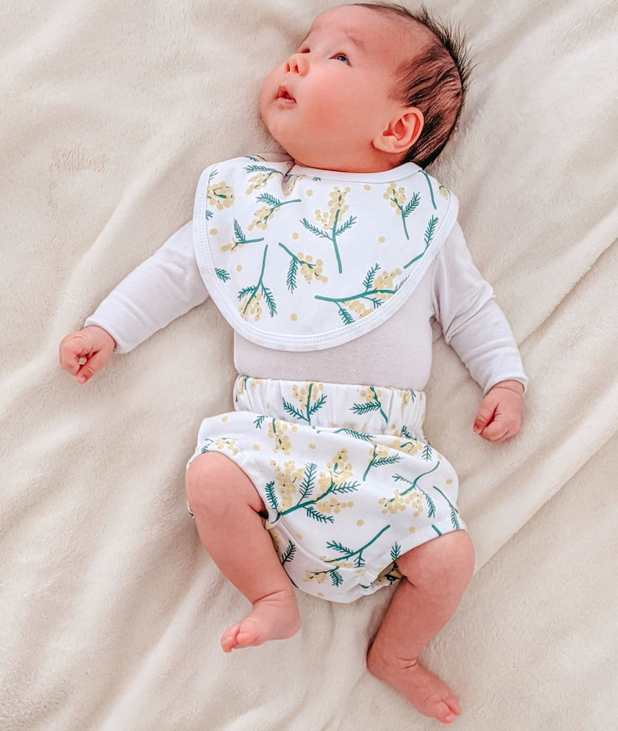 Wattle Australiana Print baby clothes