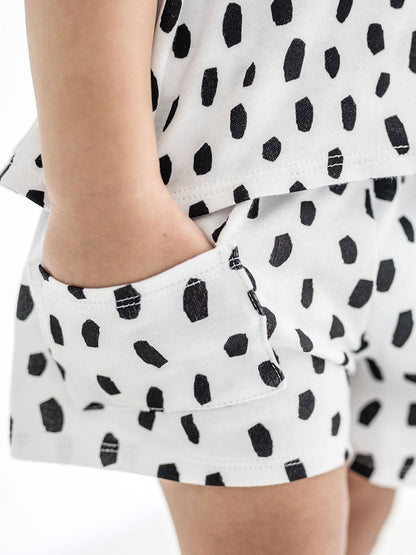 Tee & Shorts Set - Black Cheetah