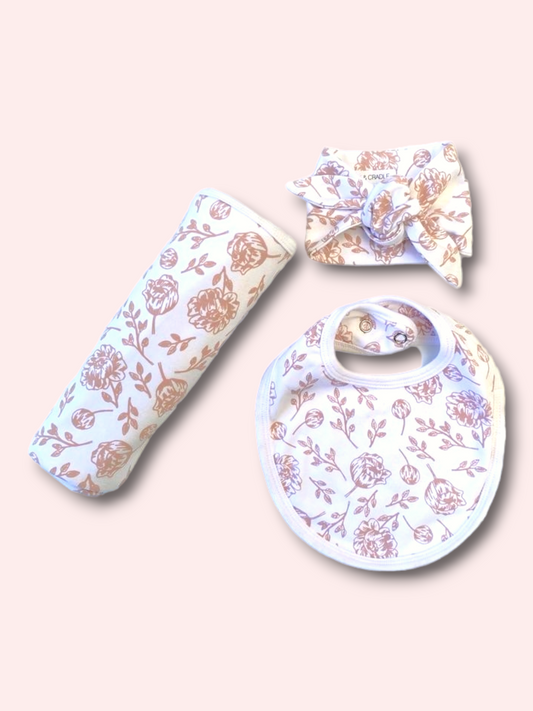 Newborn Accessories Bundle with Headband - Blush Peony