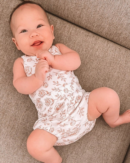 Organic Singlet Bodysuit - Blush Peony