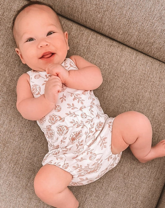 Organic Singlet Bodysuit - Blush Peony