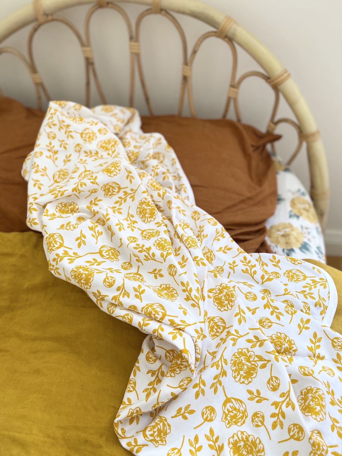 Organic Baby Blanket - Golden Peony
