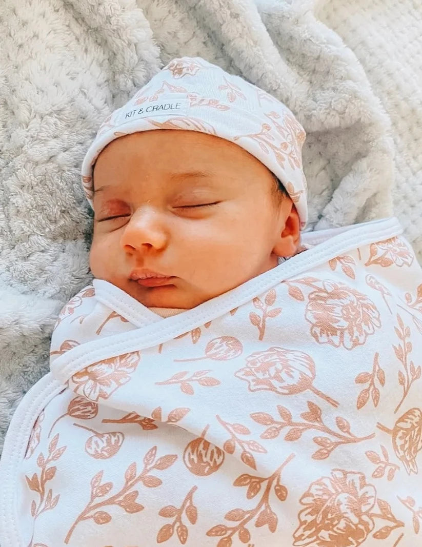 Newborn Beanie - Blush Peony