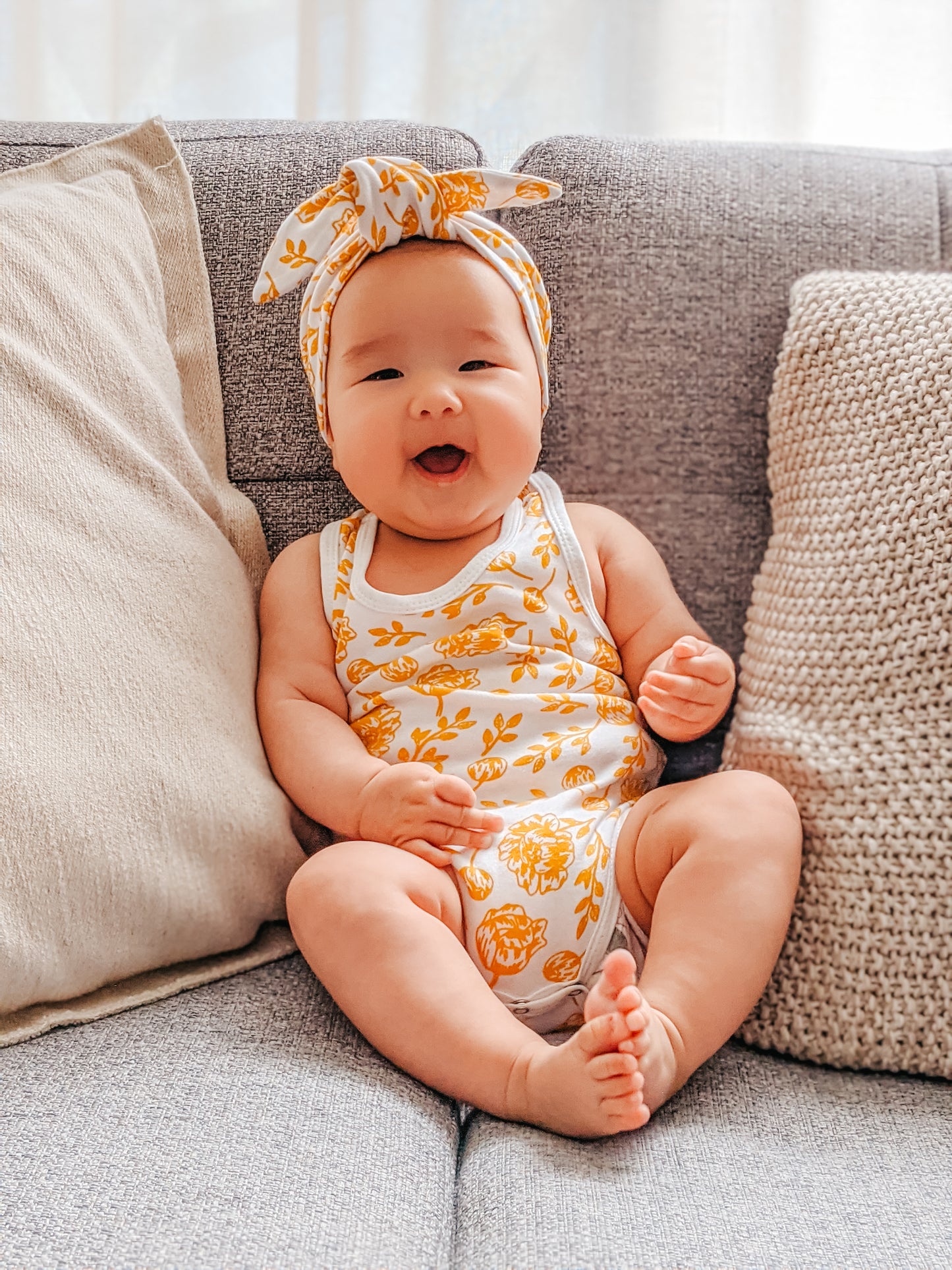 Organic Singlet Bodysuit - Golden Peony