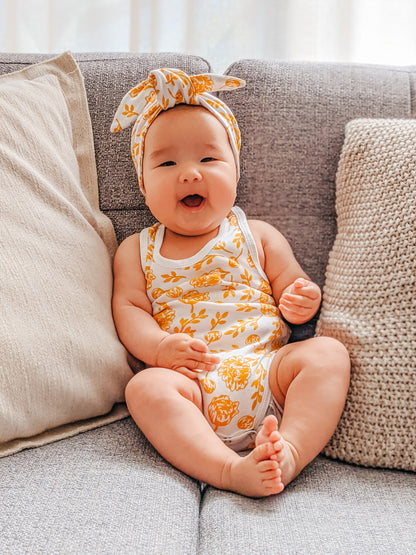 Organic Singlet Bodysuit - Golden Peony