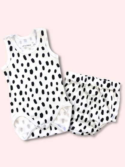 Singlet & Bloomers Set - Black Cheetah