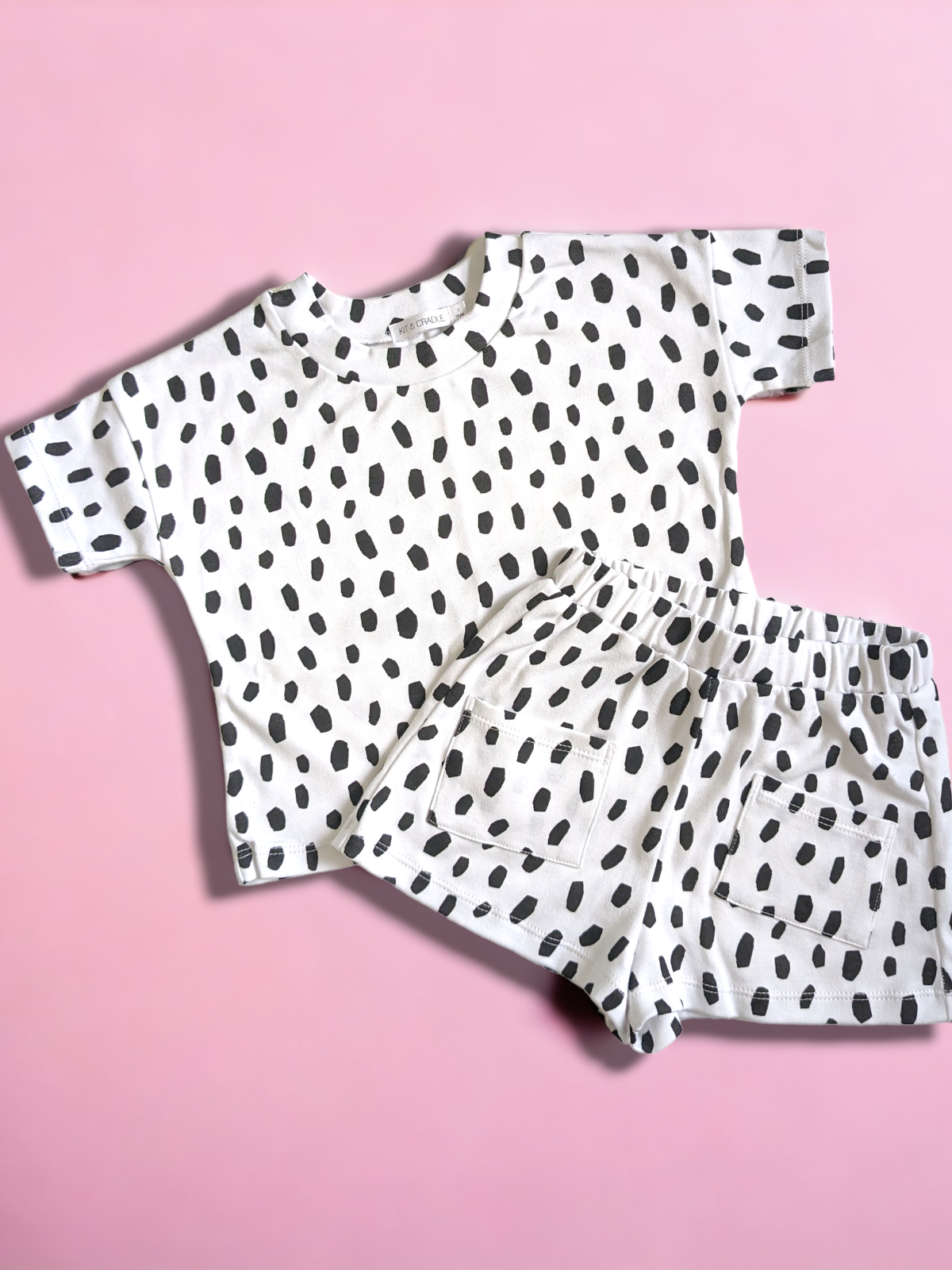 Tee & Shorts Set - Black Cheetah