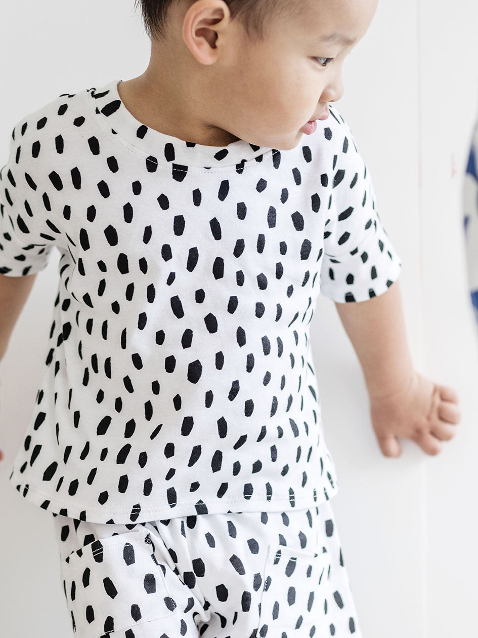 Tee & Shorts Set - Black Cheetah