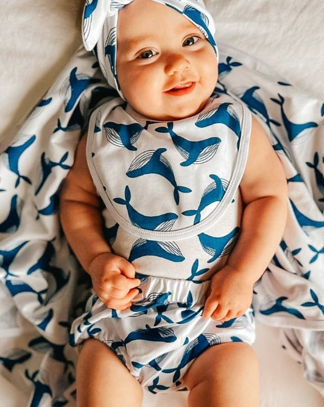 WHALE PRINT baby bib